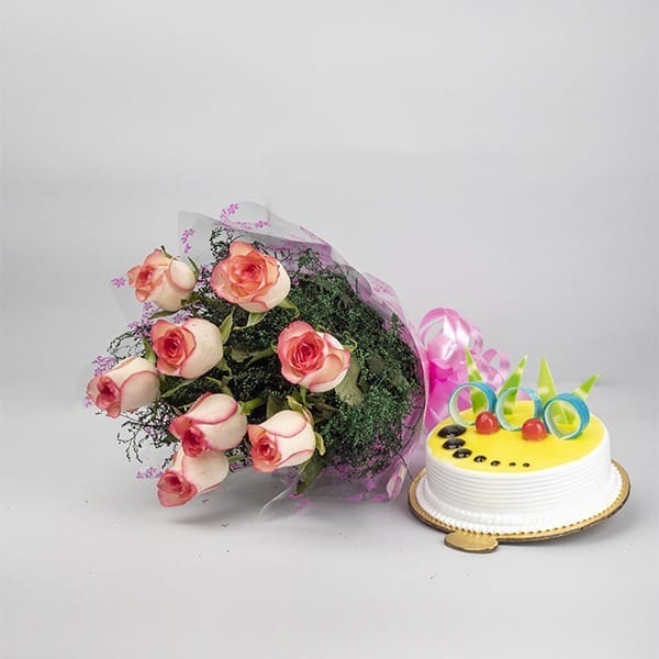 Send Rose Day Cake n Single Rose Combo | Same Day Delivery | PrettyPetals