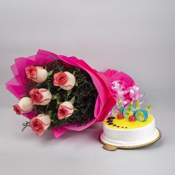 Bunch of Rose with Cake