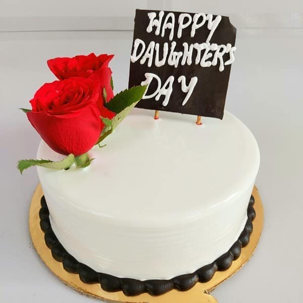 Daughter Day Black Forest Cake With white Roses