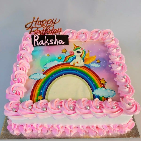 Customised Rainbow Photo Cake