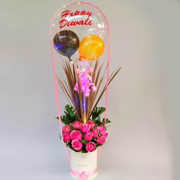 Air Balloon with Flower Arrangement (Diwali Special)