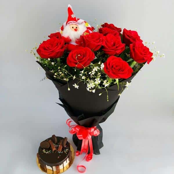 Bunch of Red Roses & Cake