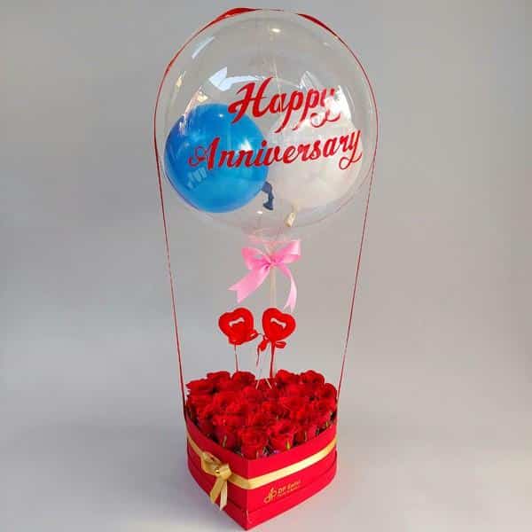 Air Balloon with Rose (Anniversary Special)