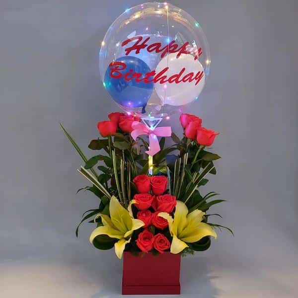 Air Balloon with Flower Arrangement
