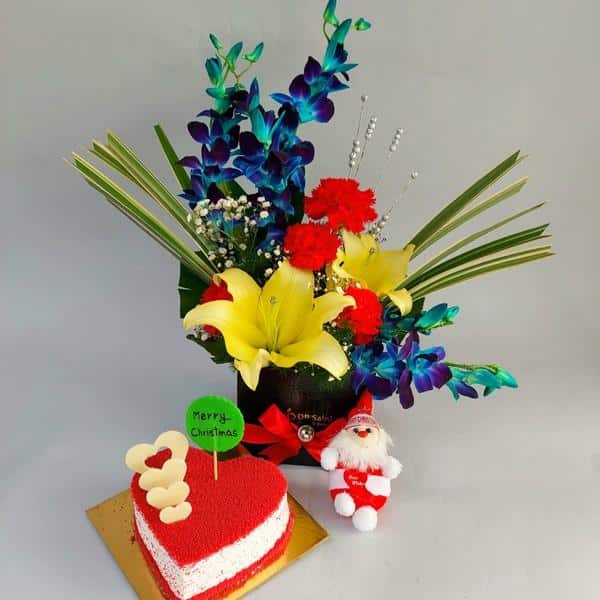Combo of Cake & Box of Mix Flowers