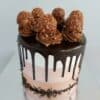 Chocolate cake topped with Ferrero rocher