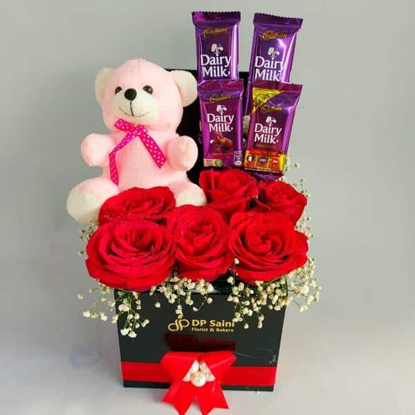 Box of Rose , Teddy & Chocolate