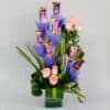 Glass Vase Arrangement with Flowers & Chocolates