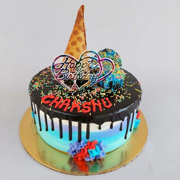 Designer Chocolate Cake with Icecream Cone