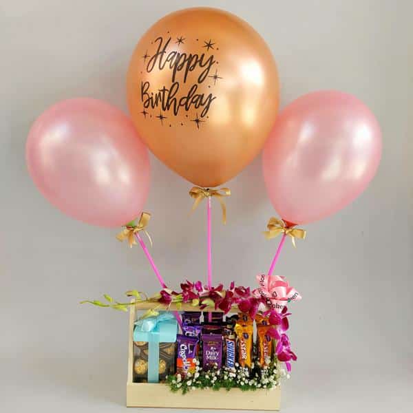 Premium Basket of Chocolates with Balloon
