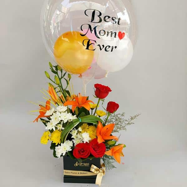 Best Mom Ever Air Balloon with Flower Box