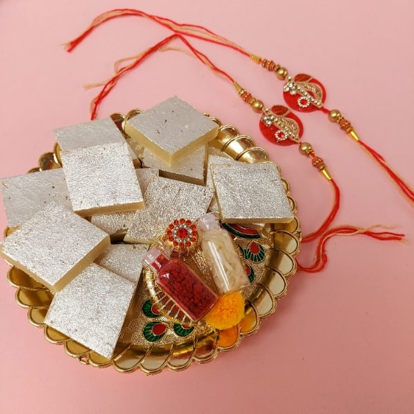 Set of Two Rakhi with Sweets