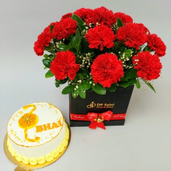 Combo of Flowers & Rakhi Cake