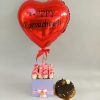 Rose Box with Cake & Foil Balloon (Happy Karwachauth)