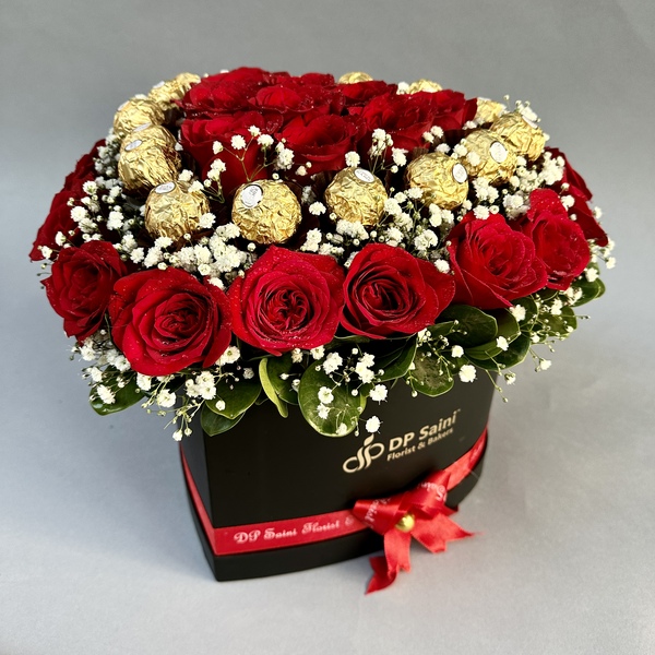 Red Rose & Ferrero Rocher in Box