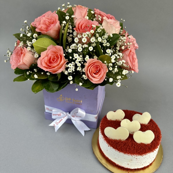 Rose Box with Red Velvet Cake