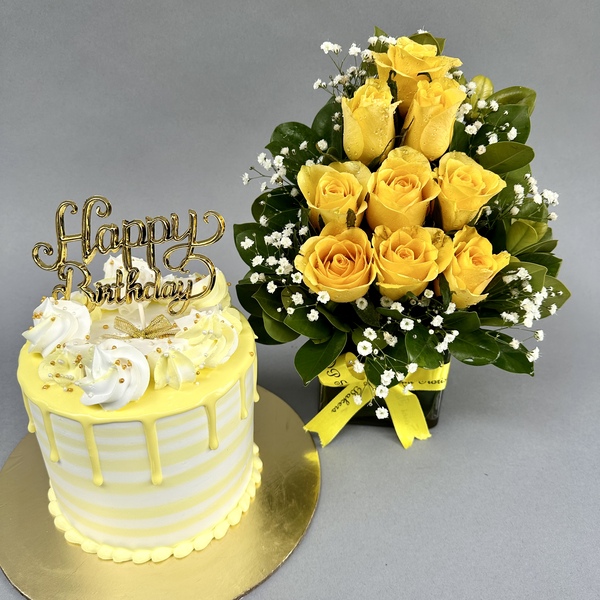 yellow rose birthday cake