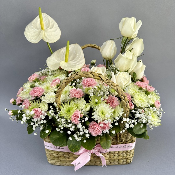 Exotic Mix Flowers in Jute Basket