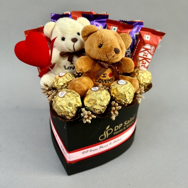 Four Attractive Rakhis with Dry Fruits N Chocolates Gift Pack - For INDIA |  UK Gifts Portal