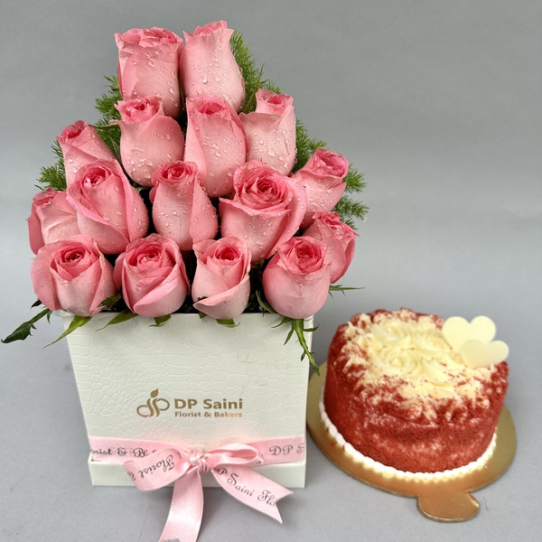 Combo of Rose Box with Cake
