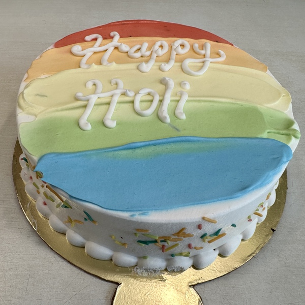 Happy Holi Fresh Cake With Rainbow Icing