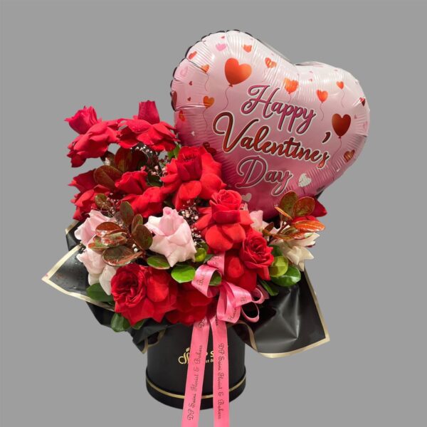 Mix Roses with Valentines Foil Balloon